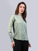 Women's Dusty Green Modal Viscose Full Sleeve Regular Fit Casual Solid Shirt with Mandarin Collar