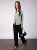Women's Dusty Green Modal Viscose Full Sleeve Regular Fit Casual Solid Shirt with Mandarin Collar