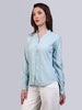 Women's Light Sky Blue Modal Viscose Full Sleeve Regular Fit Casual Solid Shirt with Mandarin Collar
