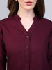 Women's Maroon Modal Viscose Full Sleeve Regular Fit Casual Solid Shirt with Mandarin Collar