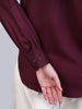 Women's Maroon Modal Viscose Full Sleeve Regular Fit Casual Solid Shirt with Mandarin Collar