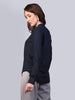 Women's Navy Modal Viscose Full Sleeve Regular Fit Casual Solid Shirt with Mandarin Collar