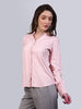 Women's Pink Modal Viscose Full Sleeve Regular Fit Casual Solid Shirt with Mandarin Collar