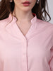 Women's Pink Modal Viscose Full Sleeve Regular Fit Casual Solid Shirt with Mandarin Collar