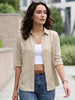 Women's Beige Modal Viscose Full Sleeve Regular Fit Casual Solid Shirt with Regular Collar