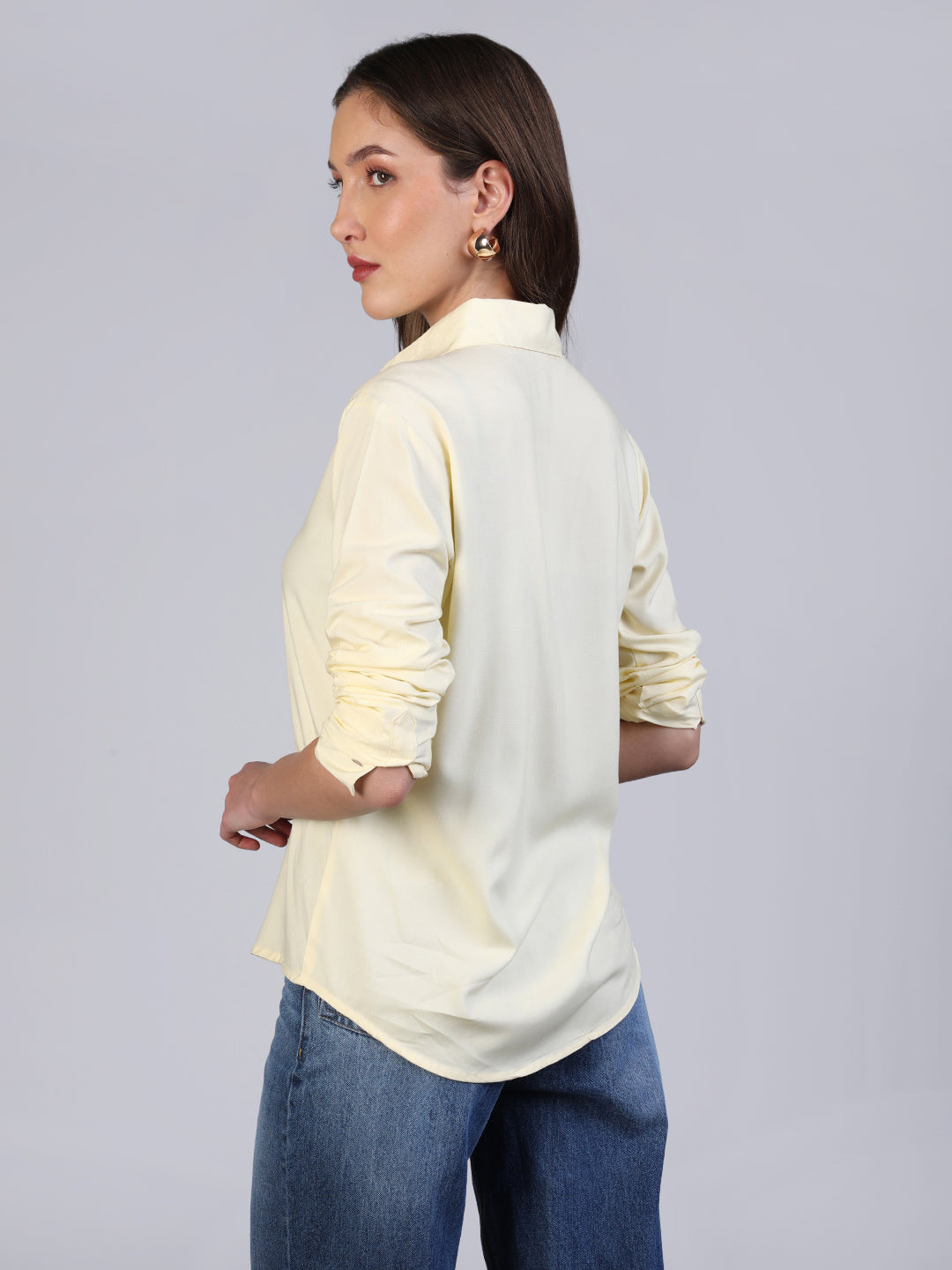 Women's Butter Modal Viscose Full Sleeve Regular Fit Casual Solid Shirt with Regular Collar