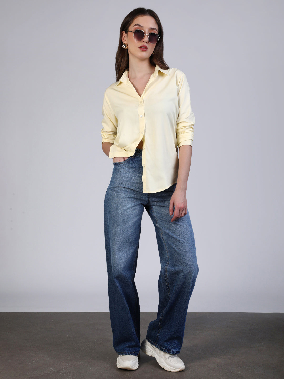 Women's Butter Modal Viscose Full Sleeve Regular Fit Casual Solid Shirt with Regular Collar