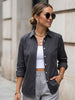 Women's Dark Grey Modal Viscose Full Sleeve Regular Fit Casual Solid Shirt with Regular Collar