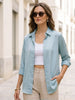 Women's Light Sky Blue Modal Viscose Full Sleeve Regular Fit Casual Solid Shirt with Regular Collar