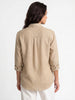Women's Beige Lyocell Full Sleeve Relaxed Fit Concealed Placket Casual Solid Shirt with Regular Collar