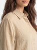 Women's Beige Lyocell Full Sleeve Relaxed Fit Concealed Placket Casual Solid Shirt with Regular Collar