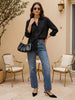 Women's Black Lyocell Full Sleeve Relaxed Fit Concealed Placket Casual Solid Shirt with Regular Collar