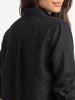 Women's Black Lyocell Full Sleeve Relaxed Fit Concealed Placket Casual Solid Shirt with Regular Collar