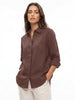 Women's Brown Lyocell Full Sleeve Relaxed Fit Concealed Placket Casual Solid Shirt with Regular Collar