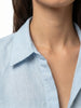 Women's Light Blue Lyocell Full Sleeve Relaxed Fit Concealed Placket Casual Solid Shirt with Regular Collar