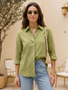 Women's Light Olive Lyocell Full Sleeve Relaxed Fit Concealed Placket Casual Solid Shirt with Regular Collar