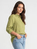 Women's Light Olive Lyocell Full Sleeve Relaxed Fit Concealed Placket Casual Solid Shirt with Regular Collar