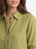 Women's Light Olive Lyocell Full Sleeve Relaxed Fit Concealed Placket Casual Solid Shirt with Regular Collar