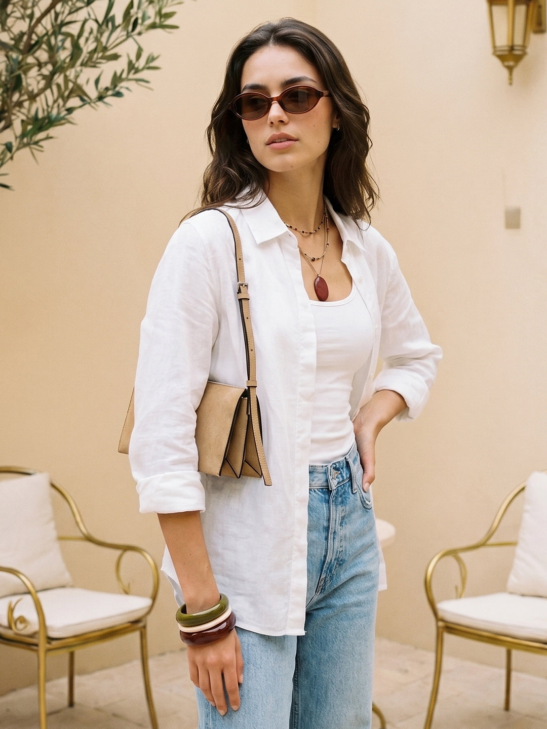 Women's White Lyocell Full Sleeve Relaxed Fit Concealed Placket Casual Solid Shirt with Regular Collar