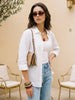 Women's White Lyocell Full Sleeve Relaxed Fit Concealed Placket Casual Solid Shirt with Regular Collar
