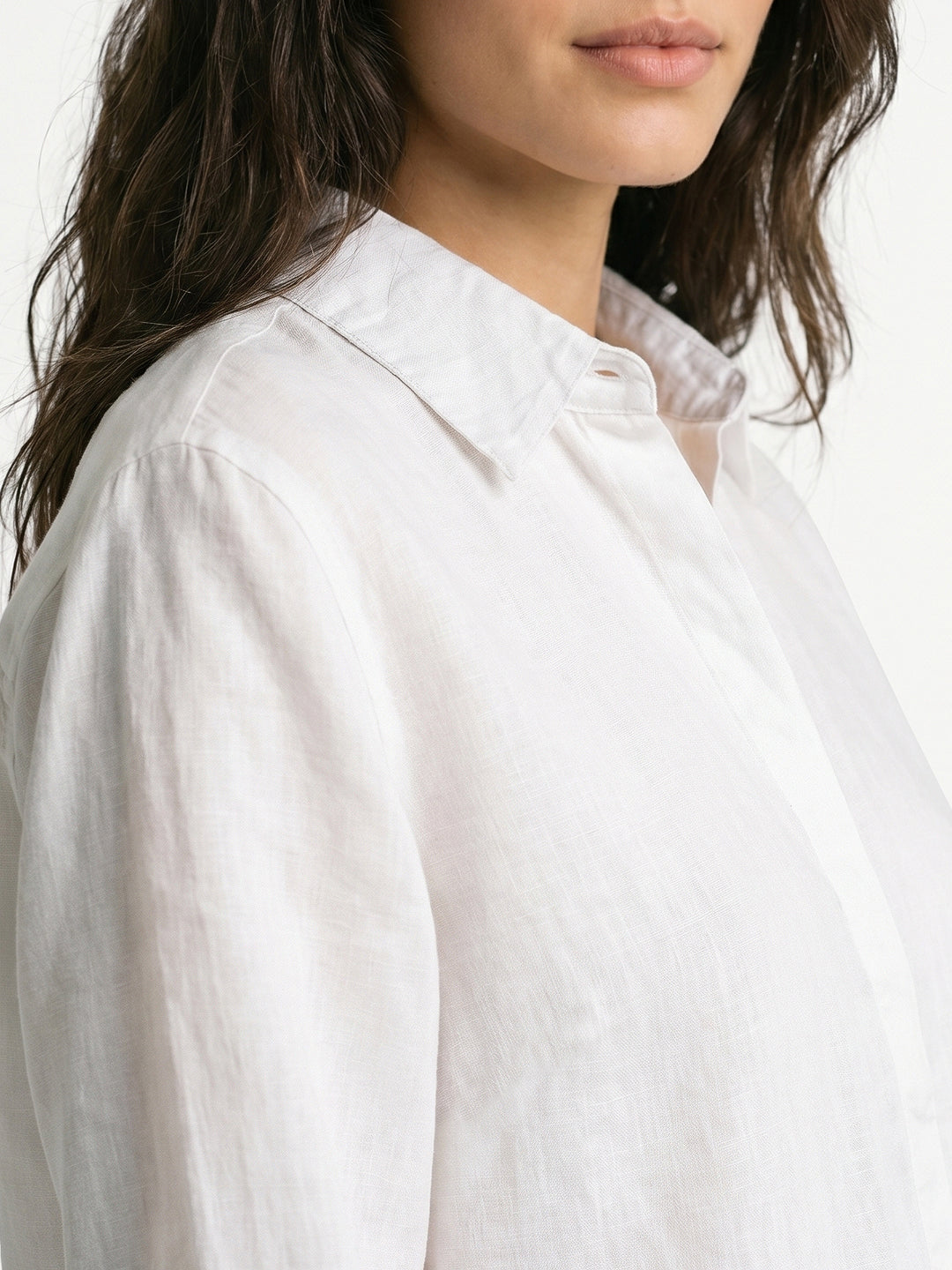 Women's White Lyocell Full Sleeve Relaxed Fit Concealed Placket Casual Solid Shirt with Regular Collar