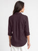 Women's Wine Lyocell Full Sleeve Relaxed Fit Concealed Placket Casual Solid Shirt with Regular Collar