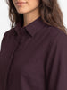 Women's Wine Lyocell Full Sleeve Relaxed Fit Concealed Placket Casual Solid Shirt with Regular Collar