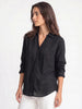 Women's Black Lyocell Full Sleeve Relaxed Fit Casual Solid Shirt with V-Neck Collar