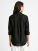 Women's Black Lyocell Full Sleeve Relaxed Fit Casual Solid Shirt with V-Neck Collar