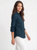 Women's Dark Blue Lyocell Full Sleeve Relaxed Fit Casual Solid Shirt with V-Neck Collar