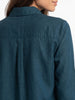 Women's Dark Blue Lyocell Full Sleeve Relaxed Fit Casual Solid Shirt with V-Neck Collar