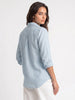 Women's Light Blue Lyocell Full Sleeve Relaxed Fit Casual Solid Shirt with V-Neck Collar
