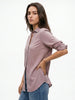 Women's Lilac Lyocell Full Sleeve Relaxed Fit Casual Solid Shirt with V-Neck Collar