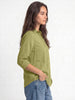 Women's Light Olive Lyocell Full Sleeve Relaxed Fit Casual Solid Shirt with V-Neck Collar
