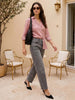 Women's Pink Lyocell Full Sleeve Relaxed Fit Casual Solid Shirt with V-Neck Collar