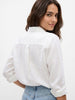 Women's White Lyocell Full Sleeve Relaxed Fit Casual Solid Shirt with V-Neck Collar