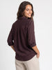 Women's Wine Lyocell Full Sleeve Relaxed Fit Casual Solid Shirt with V-Neck Collar