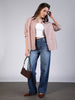 Women's Tan Cotton Full Sleeve Oversized Fit Casual Striped Shirt with Spread Collar