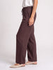 Women's Brown Loose Fit Solid Linen Blend Trousers with Drawstring Closure