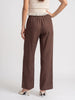 Women's Chocolate Loose Fit Solid Linen Trousers with Drawstring Closure