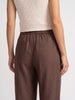 Women's Chocolate Loose Fit Solid Linen Trousers with Drawstring Closure