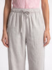 Women's Off White Loose Fit Solid Linen Trousers with Drawstring Closure