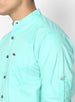 Men's Aqua Blue Cotton Full Sleeve Shirt with Mandarin Collar (Copy)