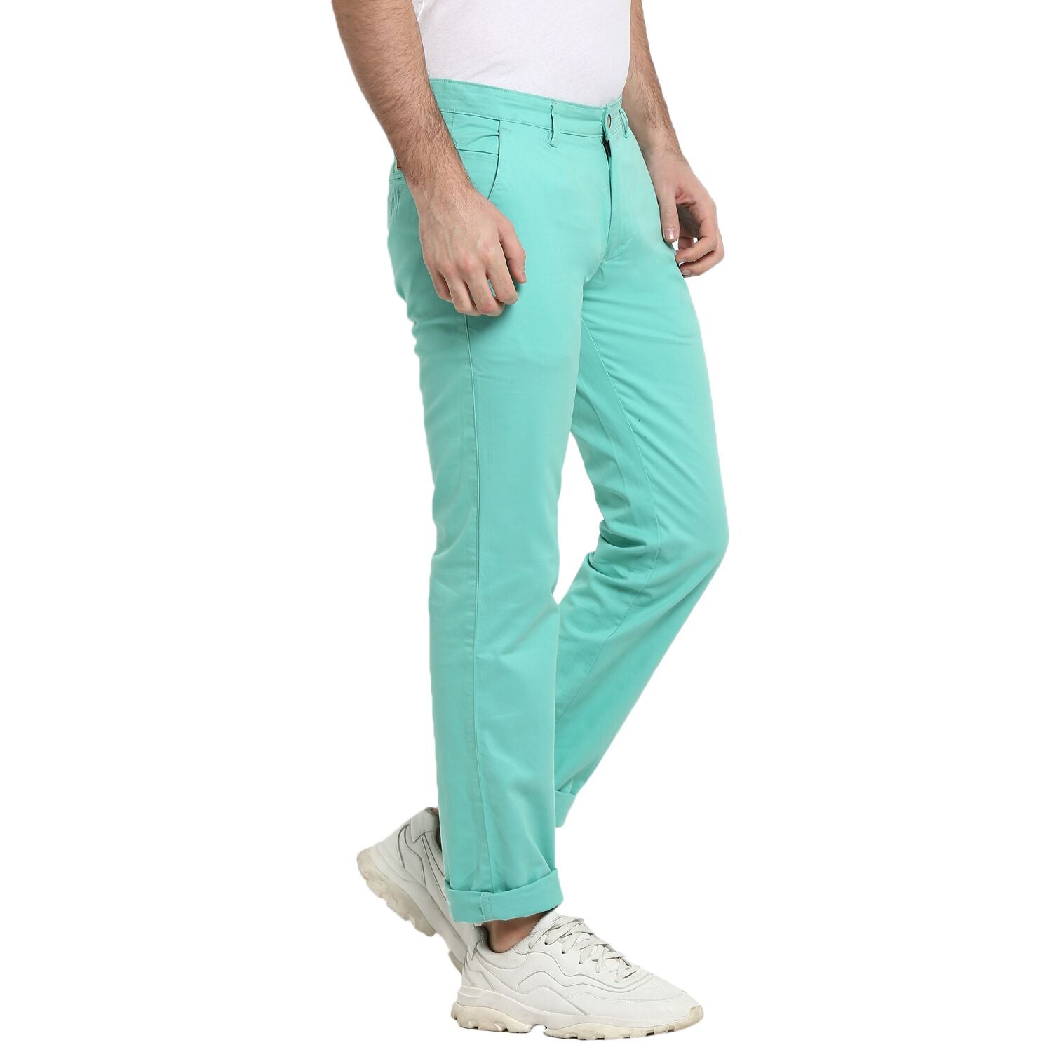 Men's Teal Green Slim Fit Casual Chino Pants Stretch
