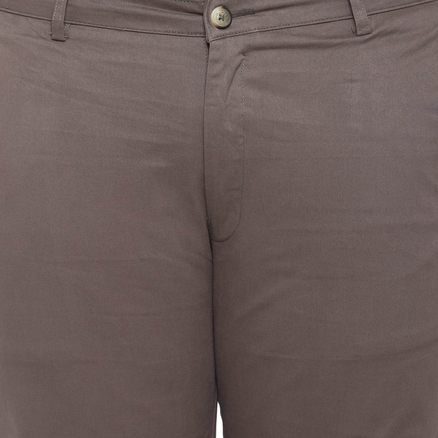 Men's Dark Grey Cotton Regular Fit Casual Chinos Trousers Stretch