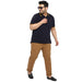 Men's Dark Khaki Cotton Regular Fit Casual Chinos Trousers Stretch