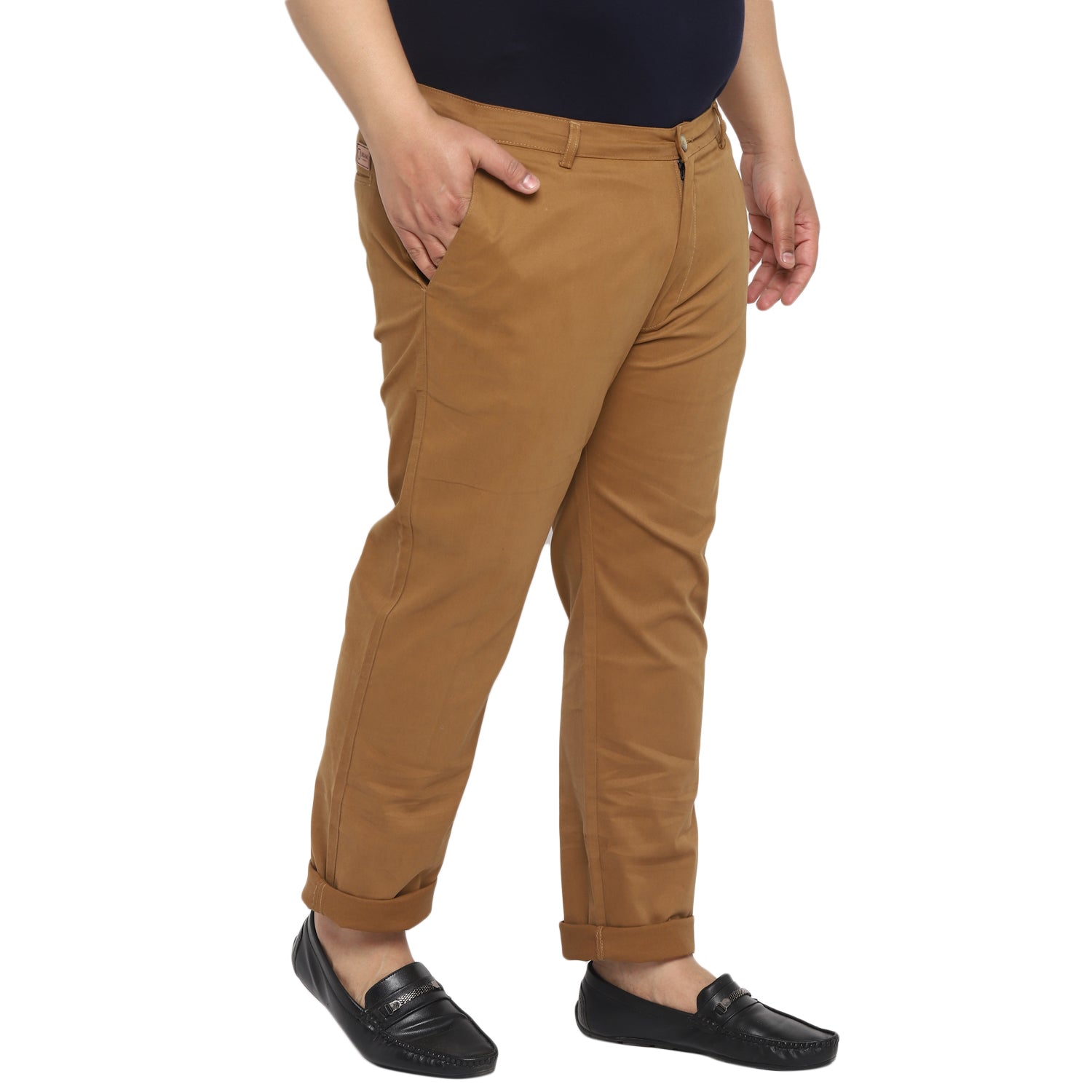 Mens Dark Khaki Cotton Regular Fit Casual Chinos Trousers Stretch  Urbano  Fashion