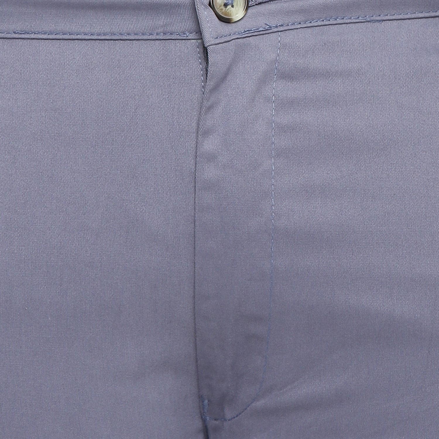 Men's Steel Blue Cotton Regular Fit Casual Chinos Trousers Stretch