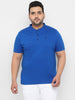 Men's Royal Blue Solid Mandarin Collar Regular Fit Cotton T-Shirt