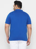 Men's Royal Blue Solid Mandarin Collar Regular Fit Cotton T-Shirt